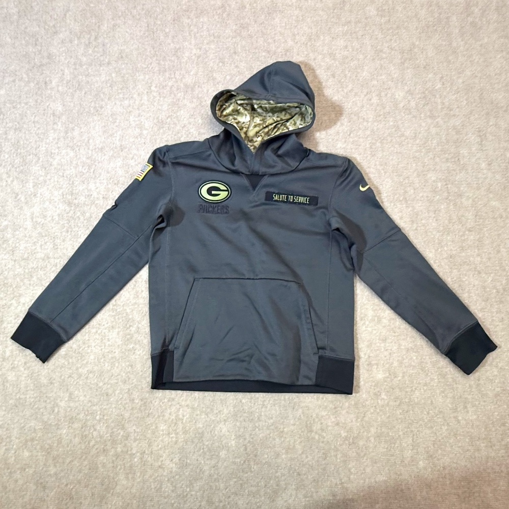 Nike Green‎ Bay Packers Salute To Service Thermal Fit Hoodie Kids Medium